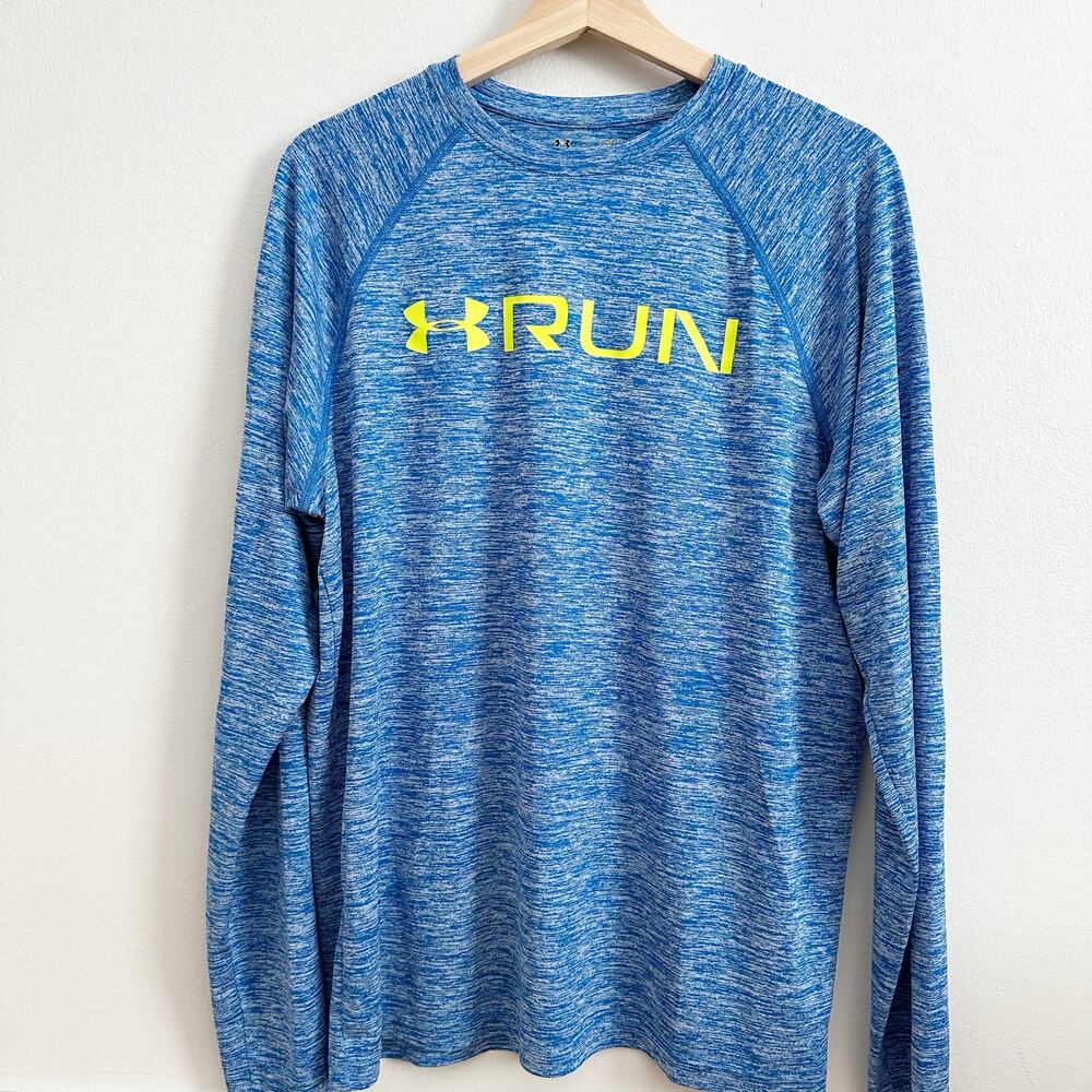 Under Armour UA HeatGear Fitted Run Blue Long Sleeve Shirt Men’s Large
